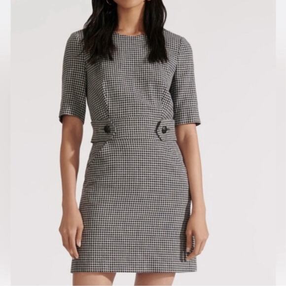 Veronica Beard Teddi‎ Sheath Dress Black & White Check Short Sleeve Size 10 NWOT - Picture 1 of 15